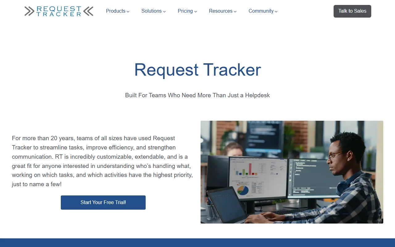 Request Tracker homepage screenshot
