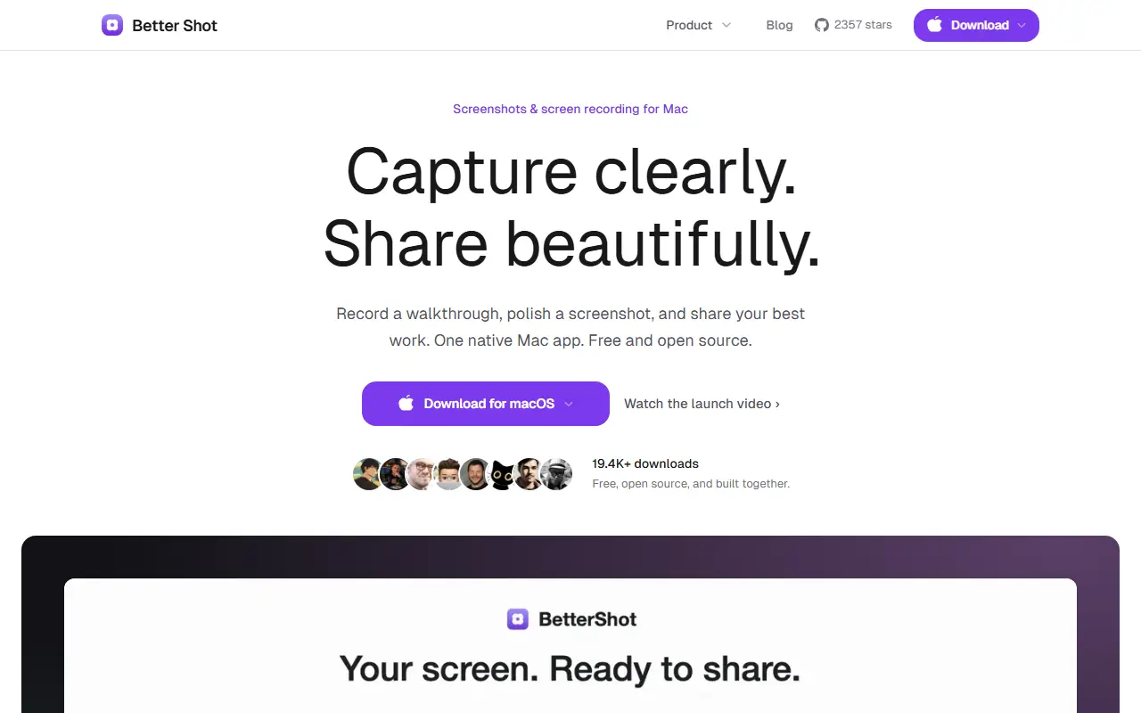 BetterShot homepage screenshot