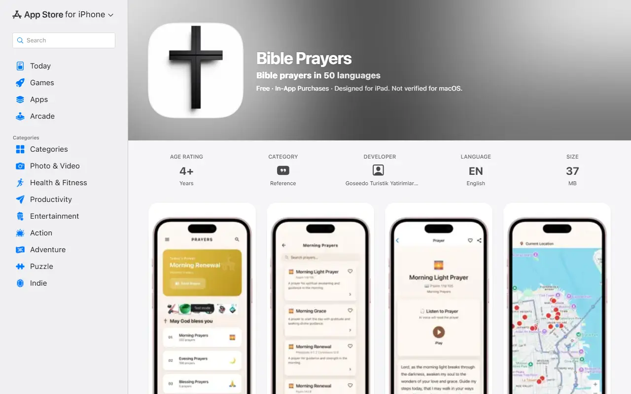 Bible Prayers homepage screenshot