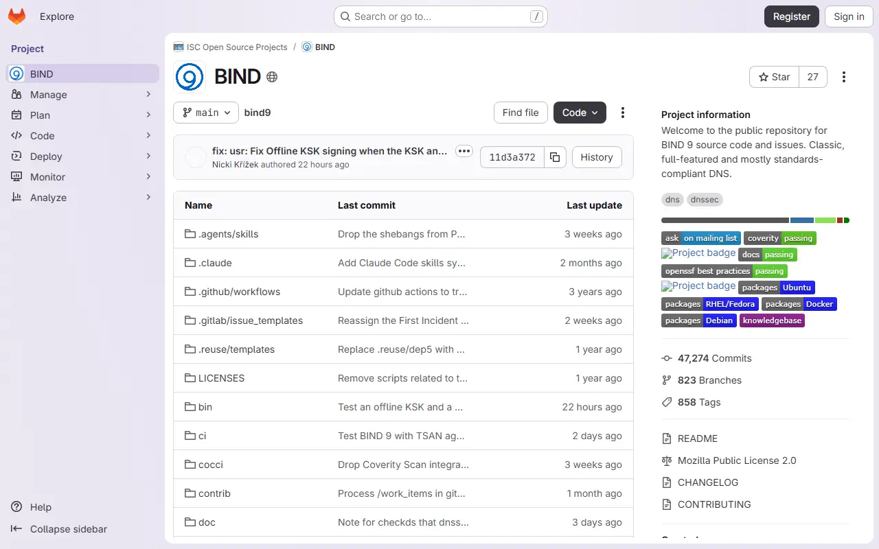 bind9 homepage screenshot