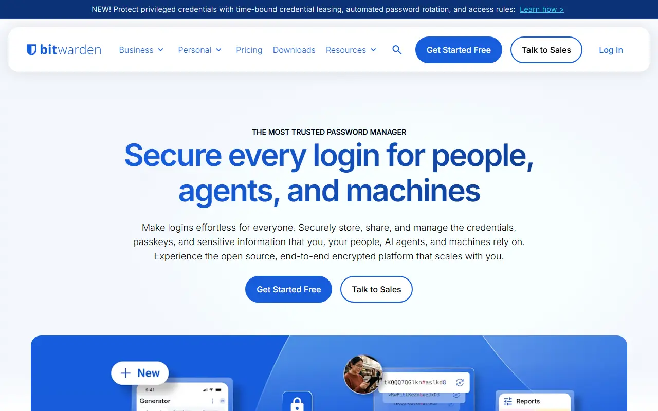 Bitwarden homepage screenshot