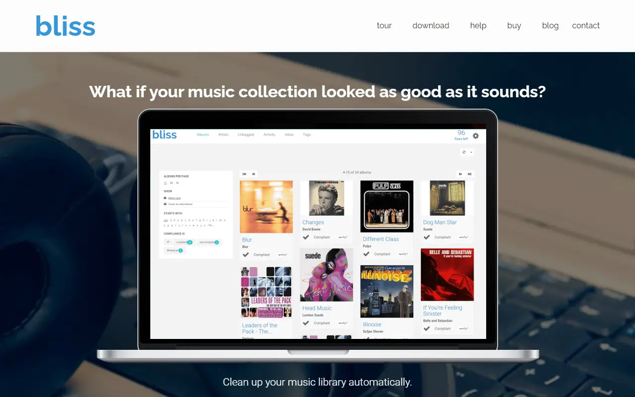 Bliss homepage screenshot