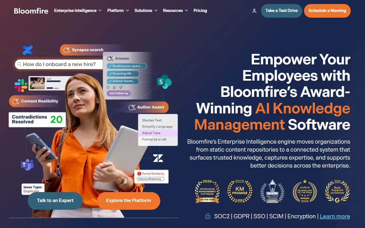 Bloomfire homepage screenshot