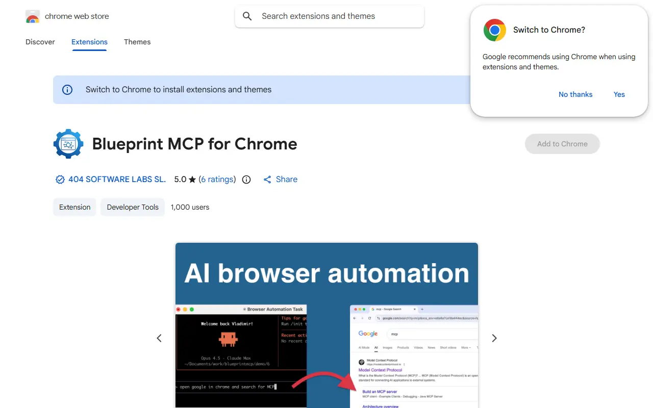 Blueprint MCP homepage screenshot