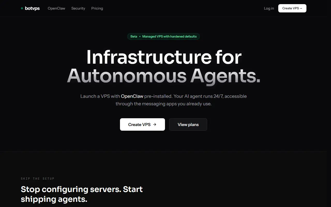 BotVPS homepage screenshot
