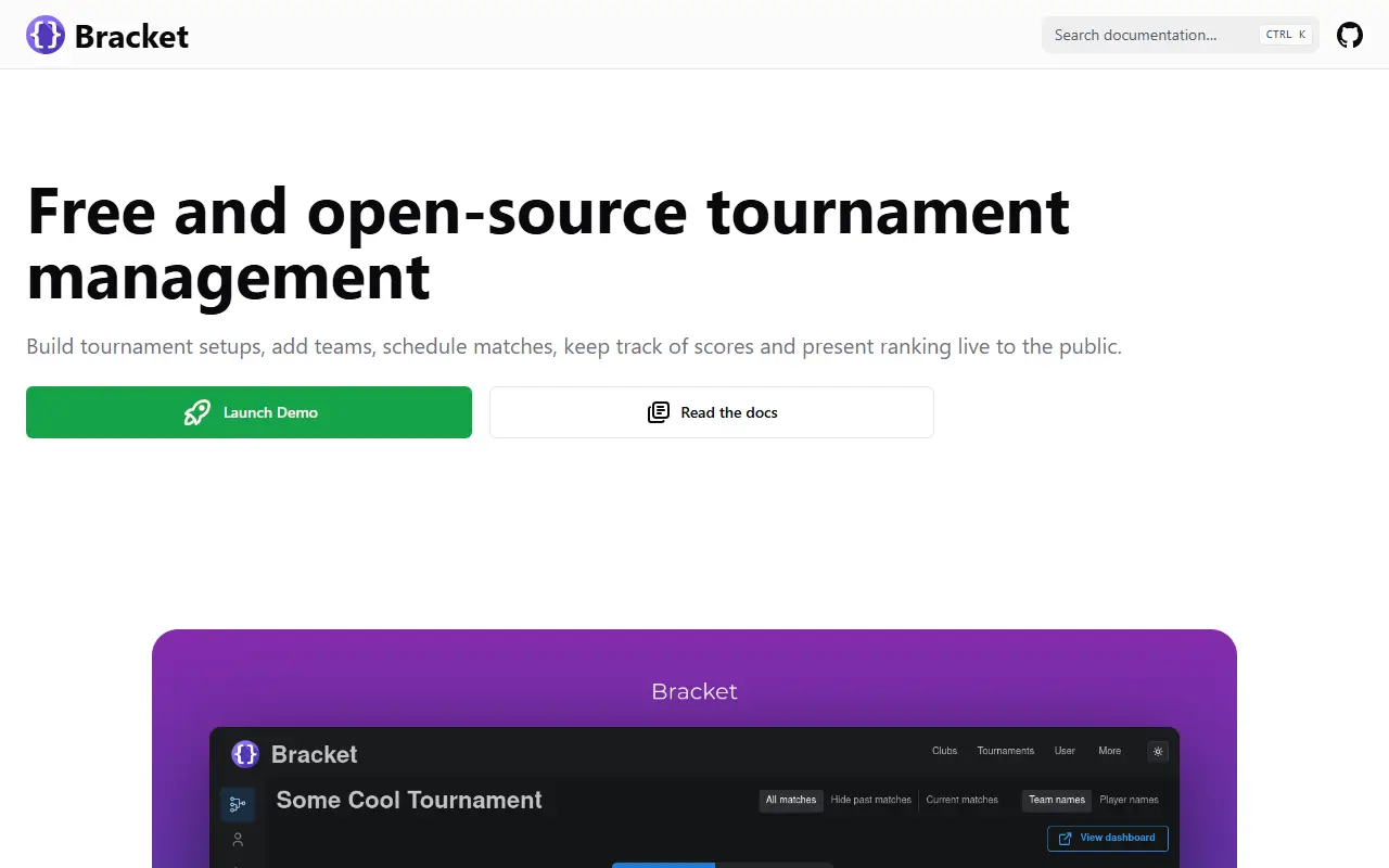 Bracket homepage screenshot