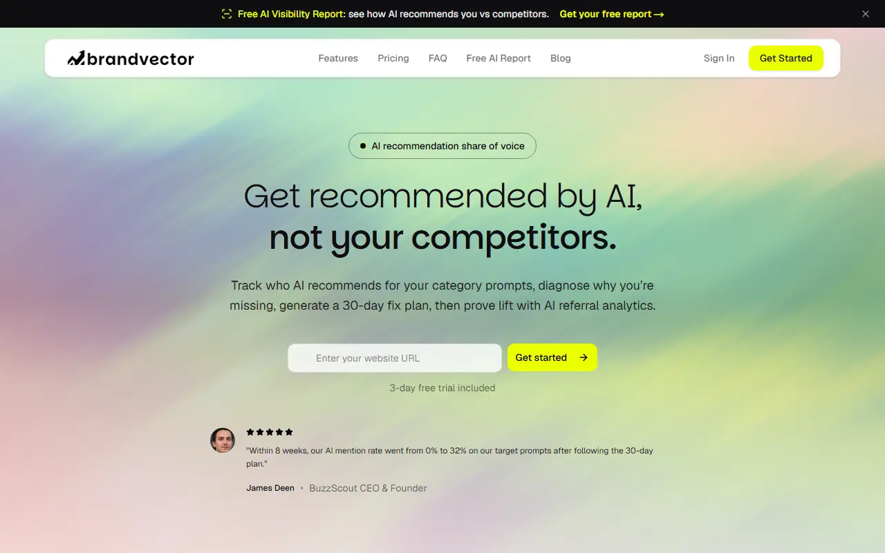BrandVector homepage screenshot