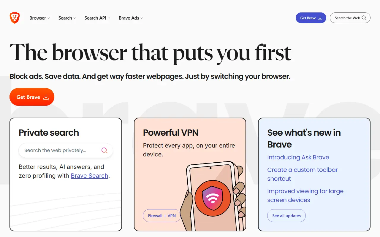 Brave Browser homepage screenshot