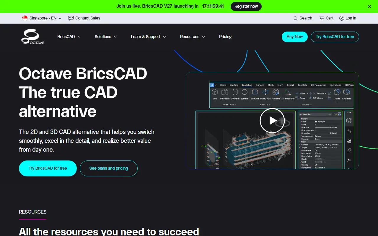 BricsCAD homepage screenshot
