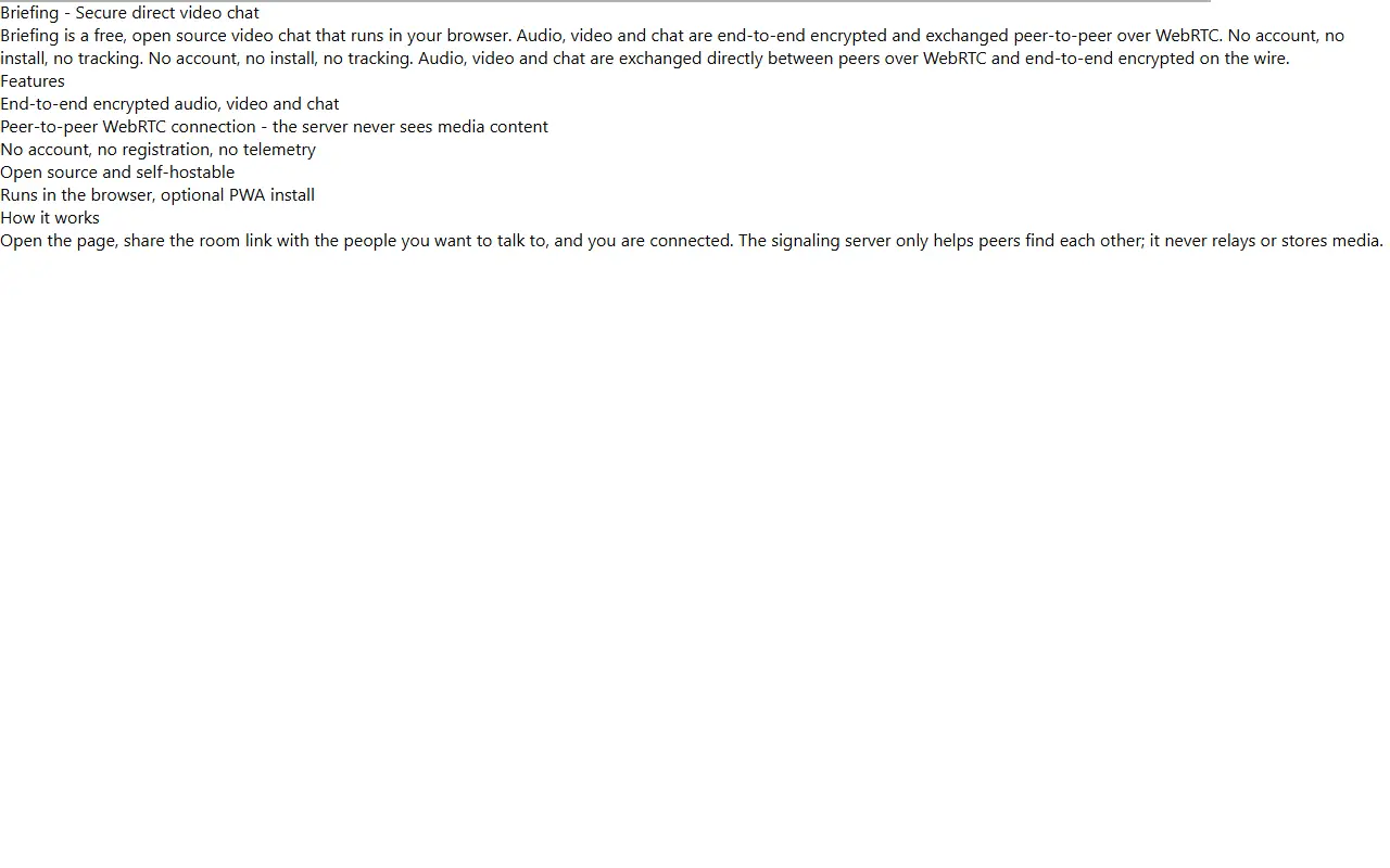 Briefing homepage screenshot