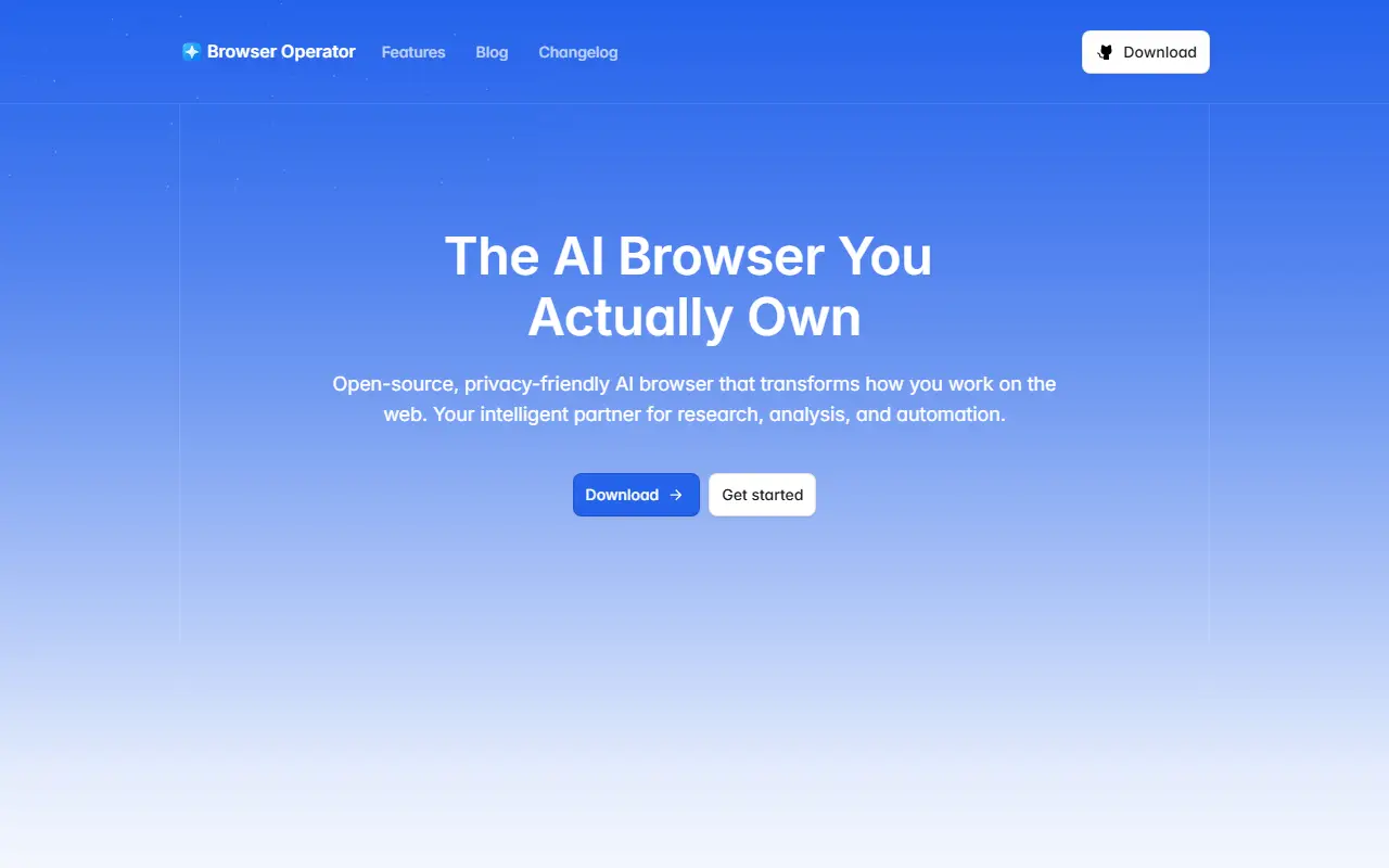 Browser Operator homepage screenshot