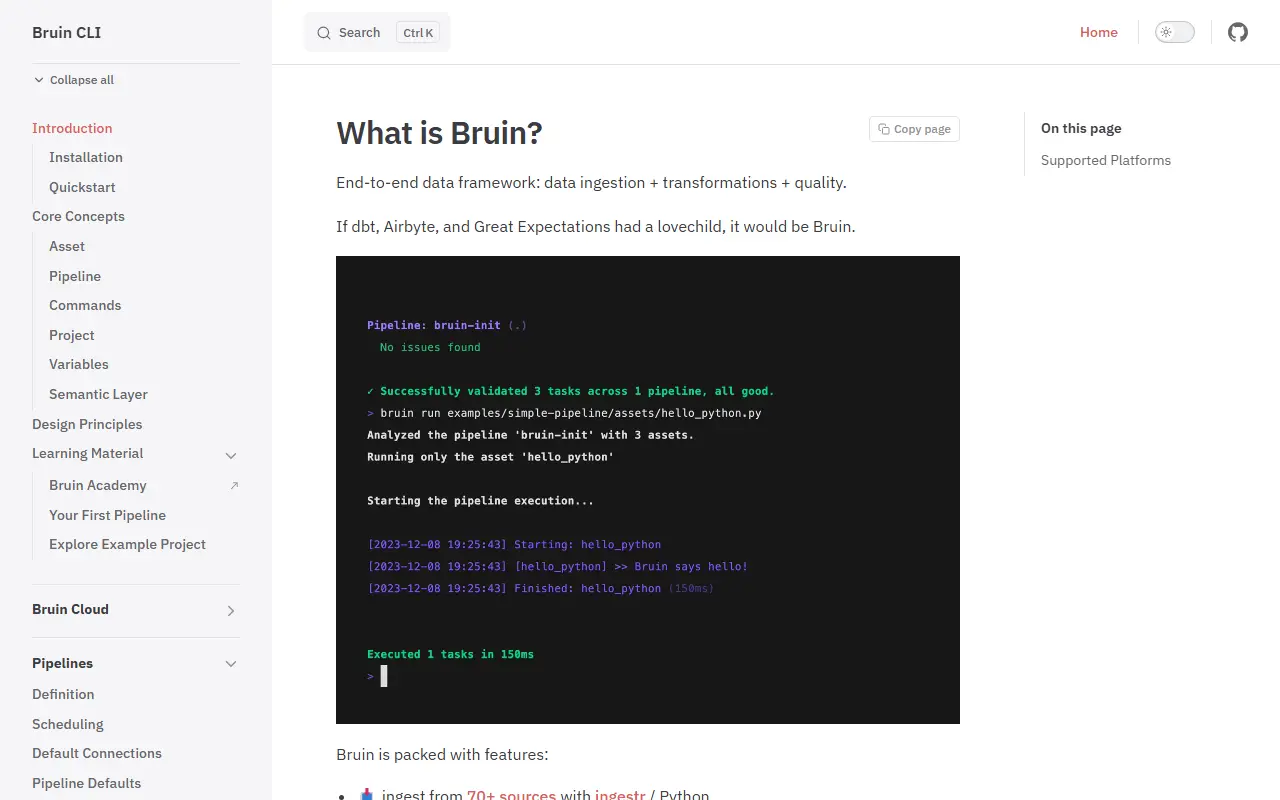Bruin homepage screenshot