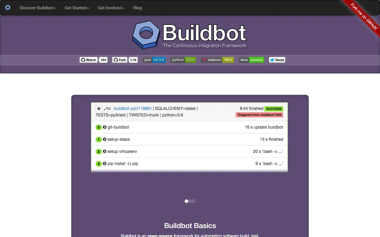 Buildbot homepage screenshot