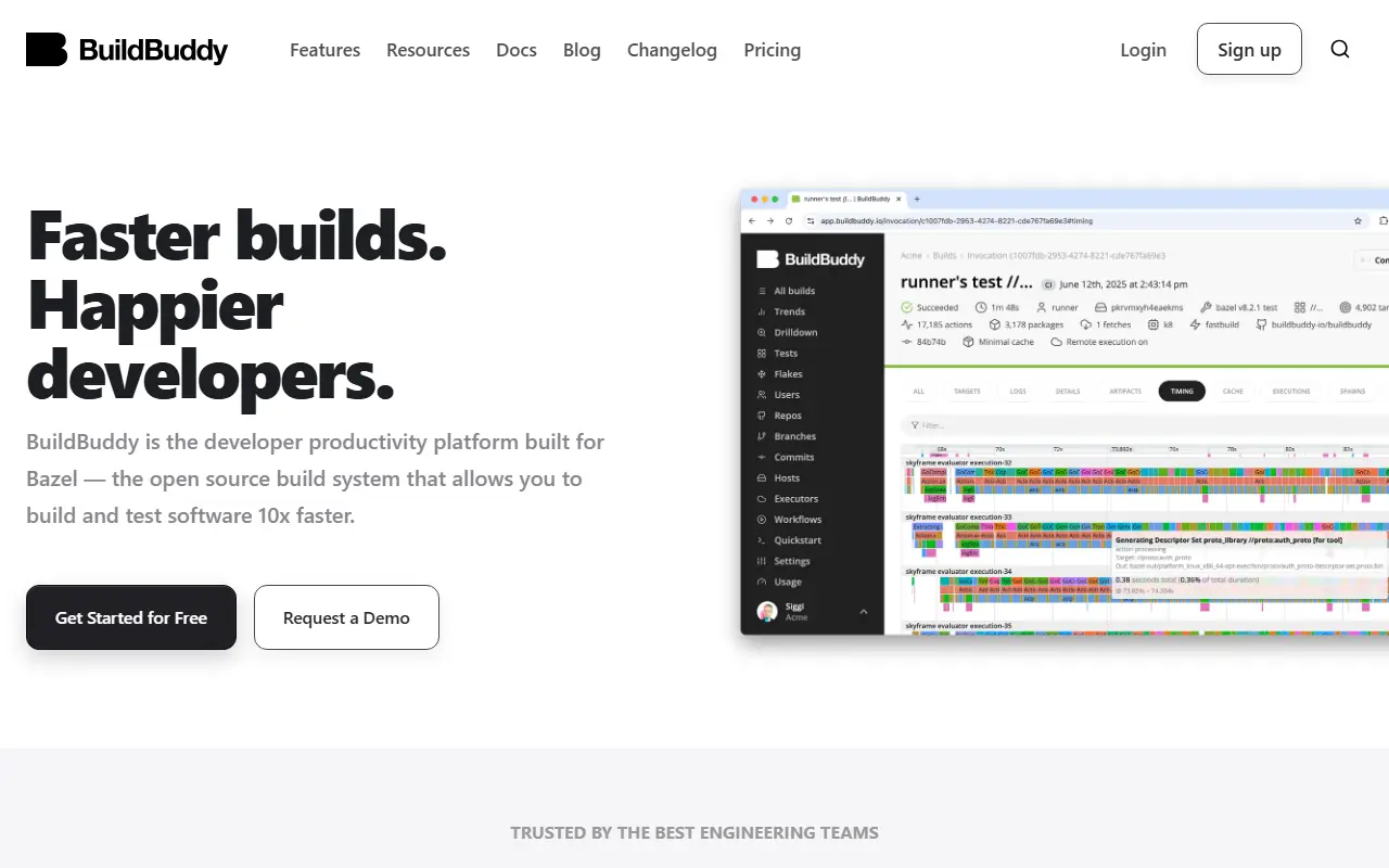 BuildBuddy homepage screenshot