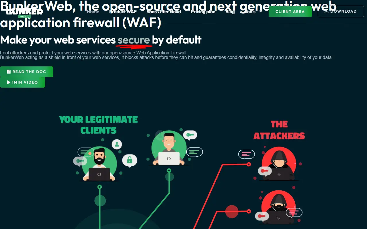 BunkerWeb homepage screenshot