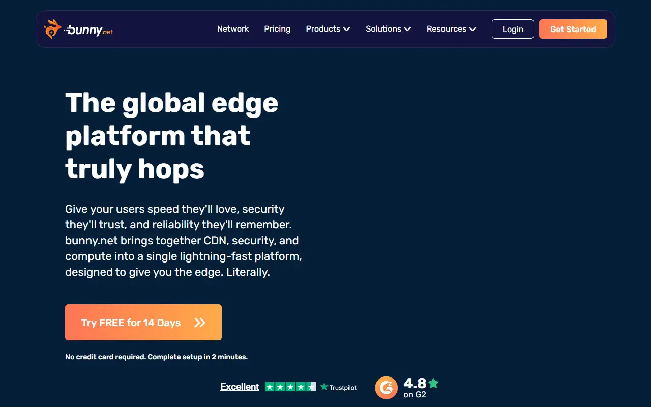 Bunny.net homepage screenshot