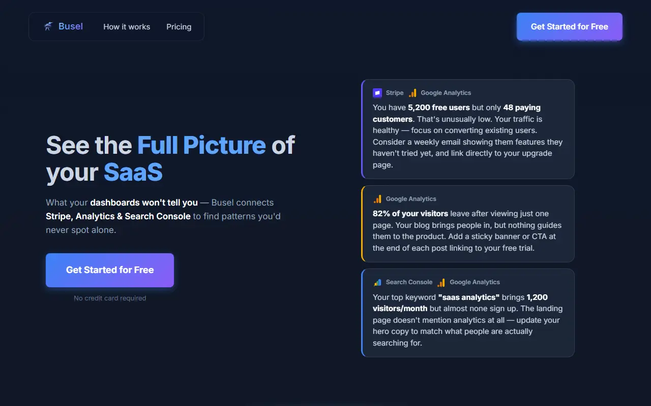 Busel AI homepage screenshot