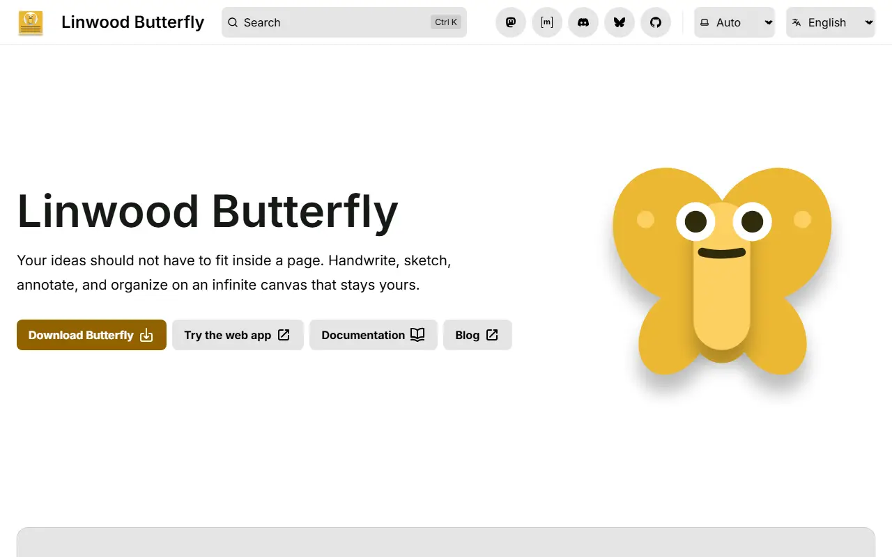Butterfly homepage screenshot