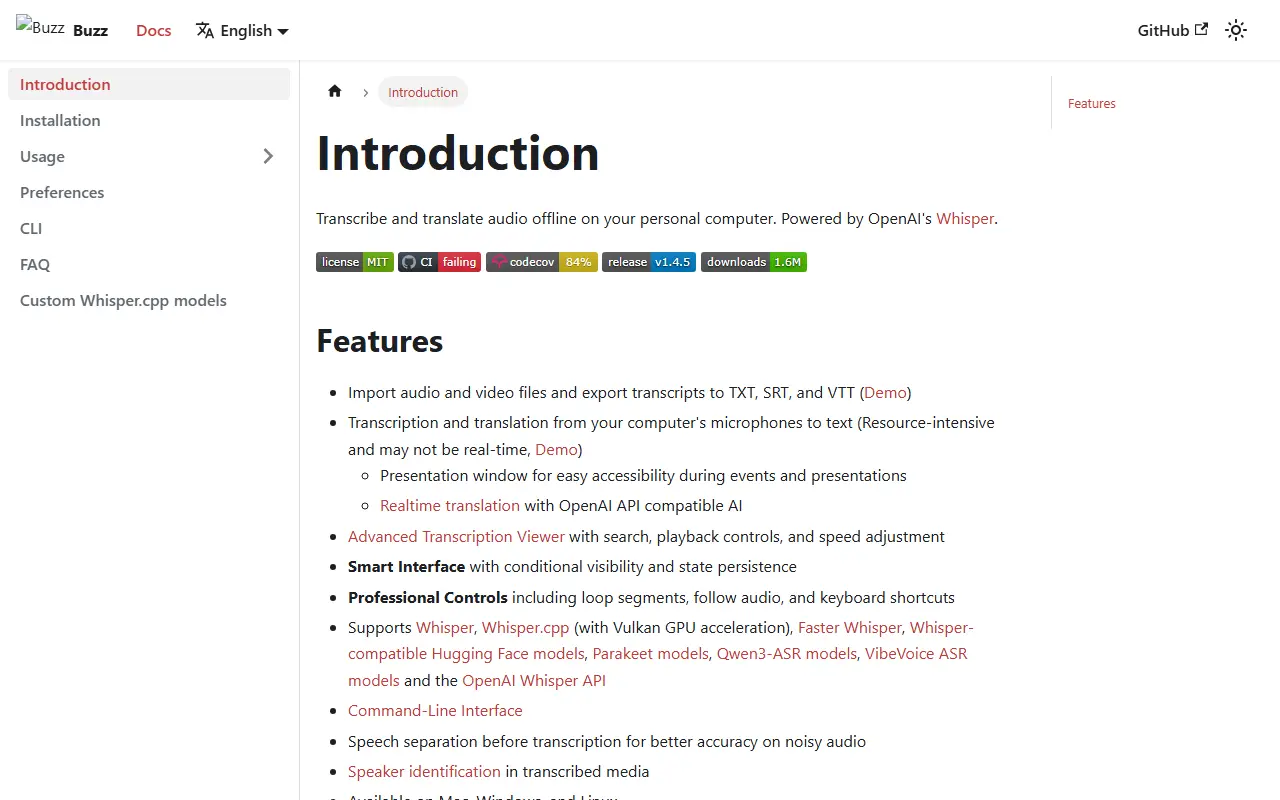 Buzz homepage screenshot
