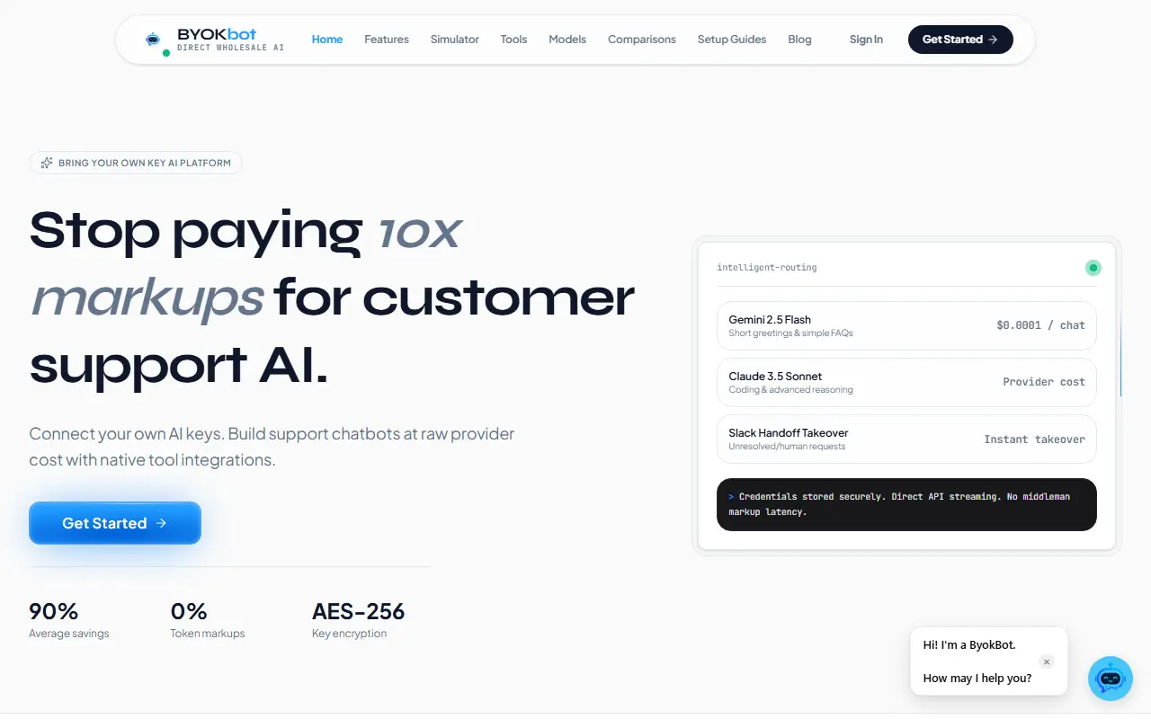 BYOKBOT homepage screenshot