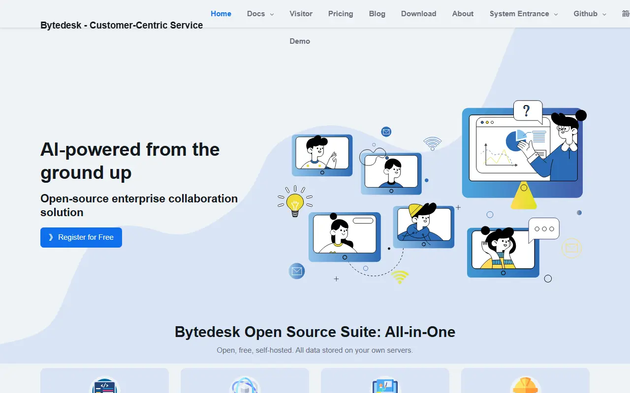 Bytedesk homepage screenshot