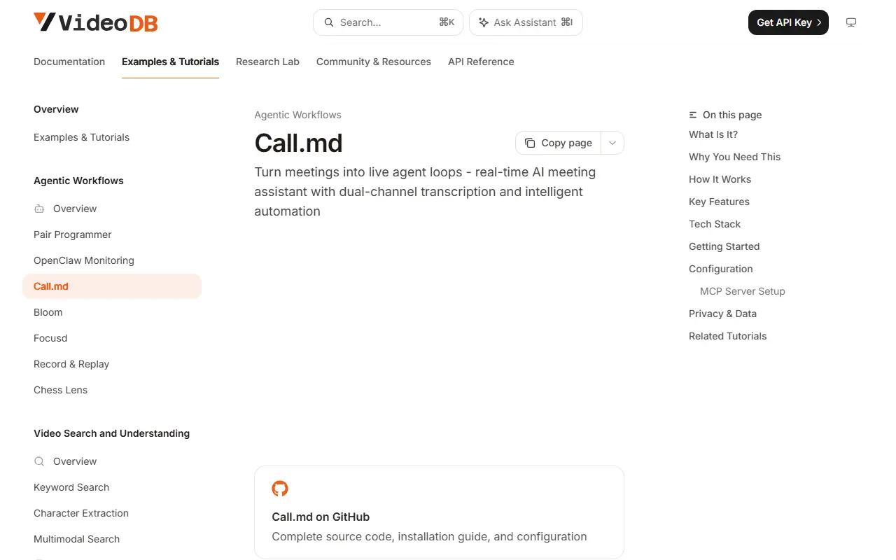 Call.md homepage screenshot