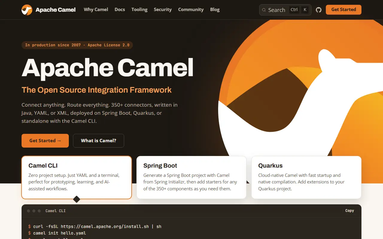 Camel Karavan homepage screenshot