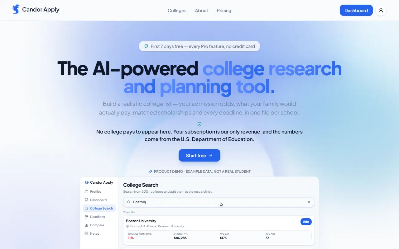 Candor Apply homepage screenshot