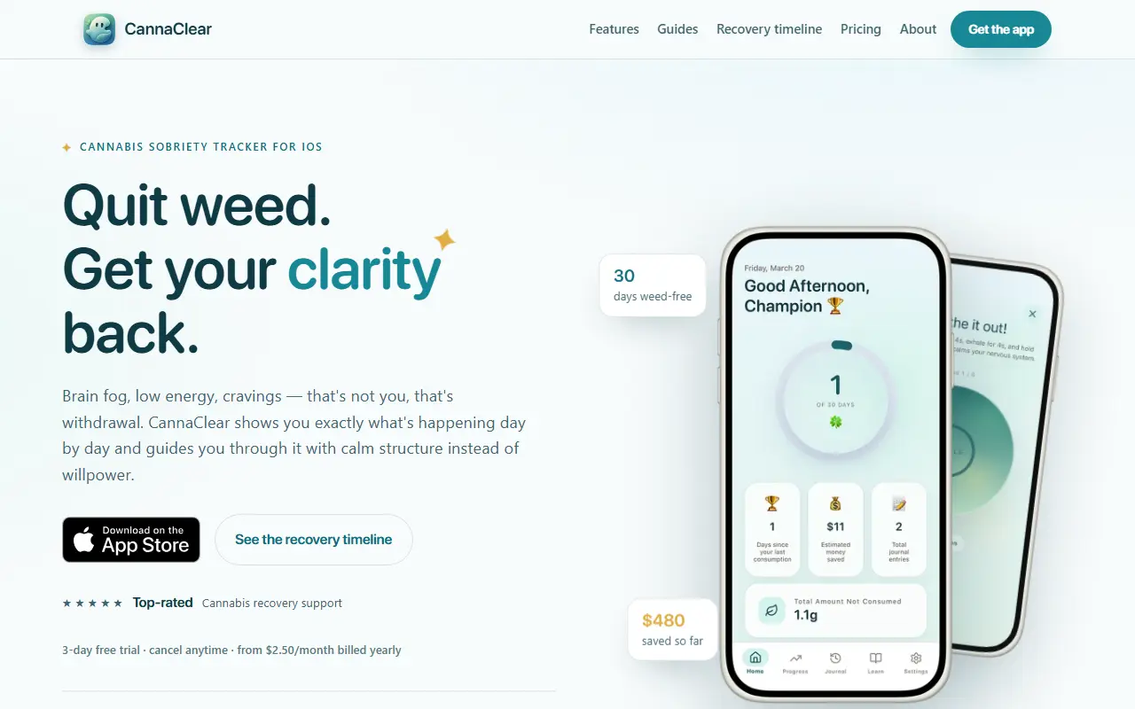 CannaClear homepage screenshot