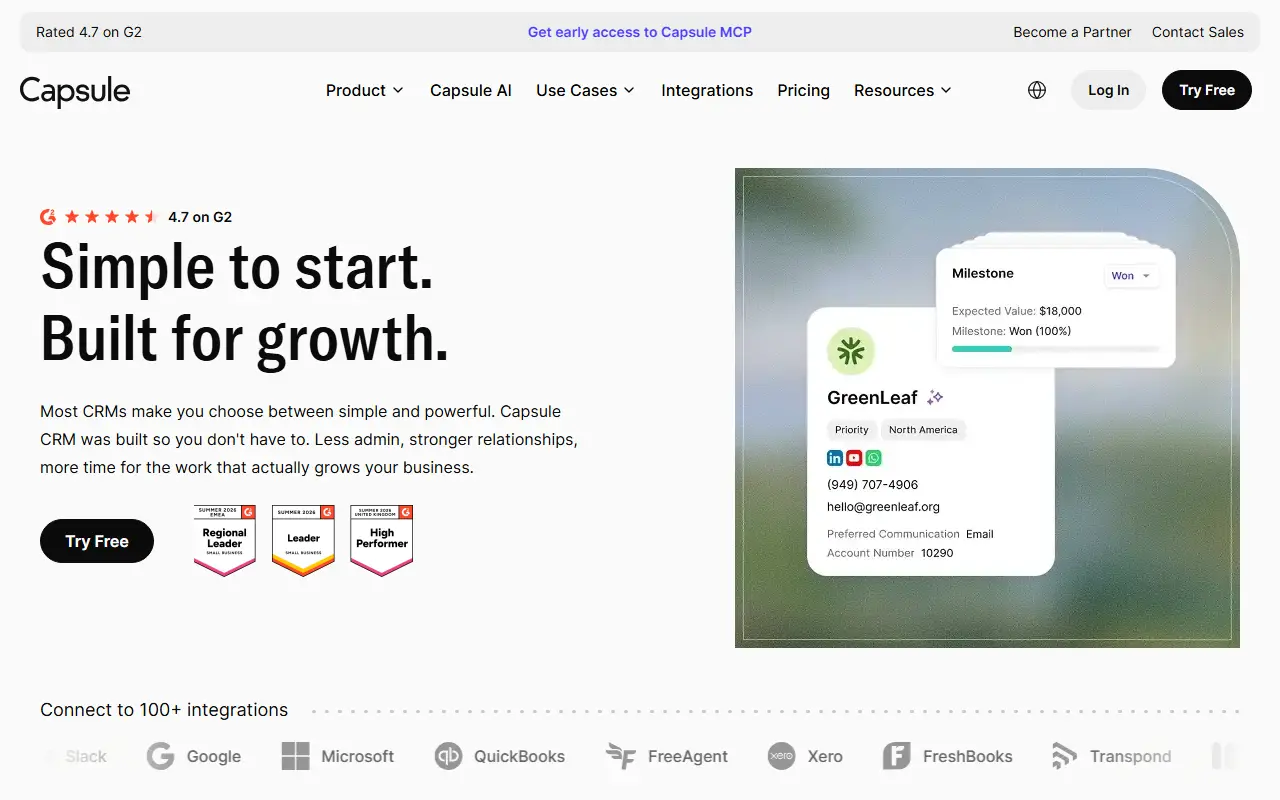 Capsule homepage screenshot