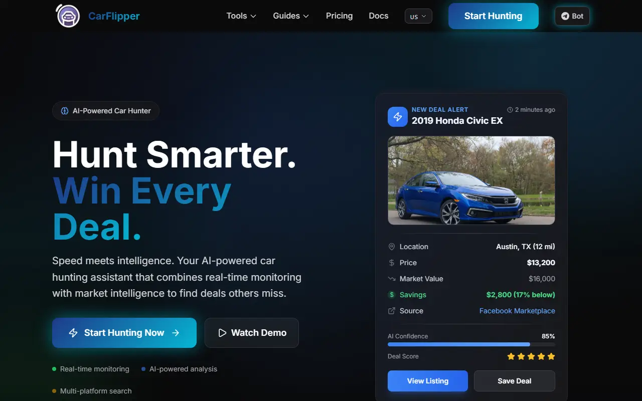 CarFlipperAI homepage screenshot