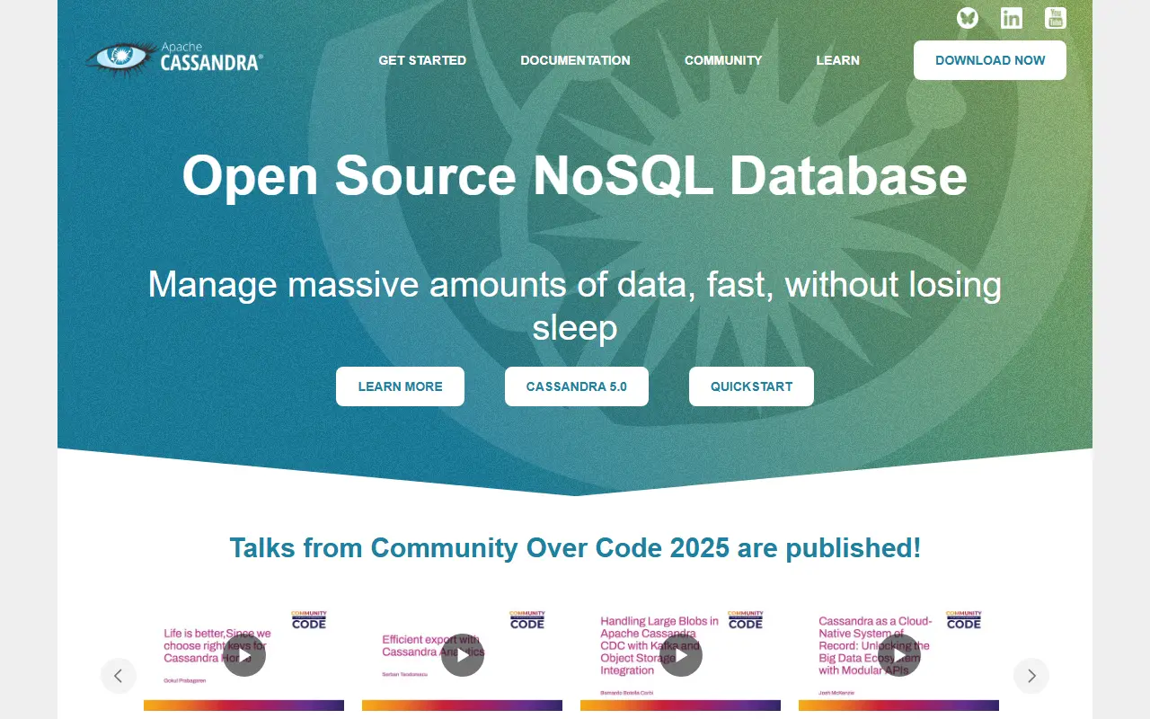 Apache Cassandra homepage screenshot