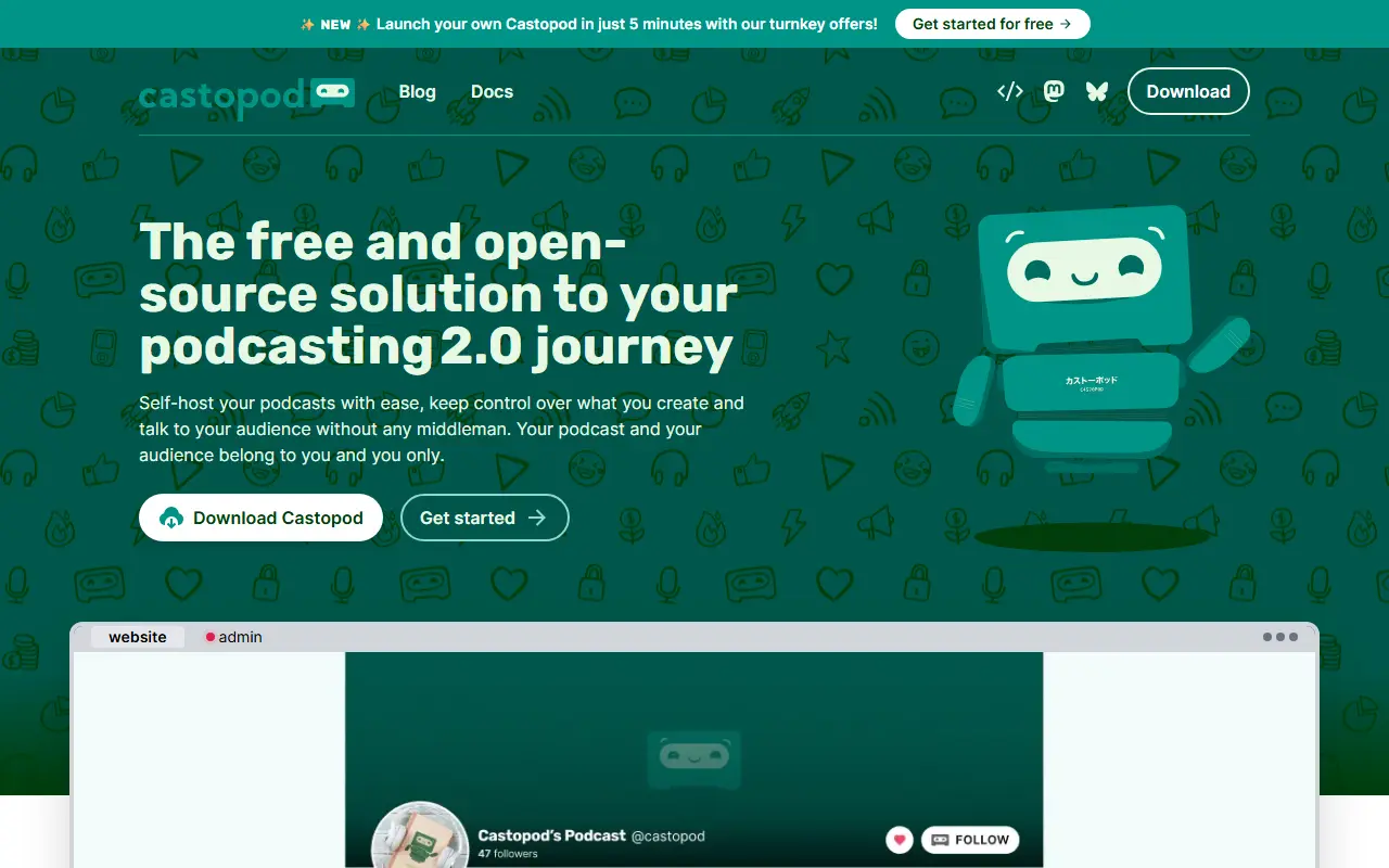 Castopod homepage screenshot