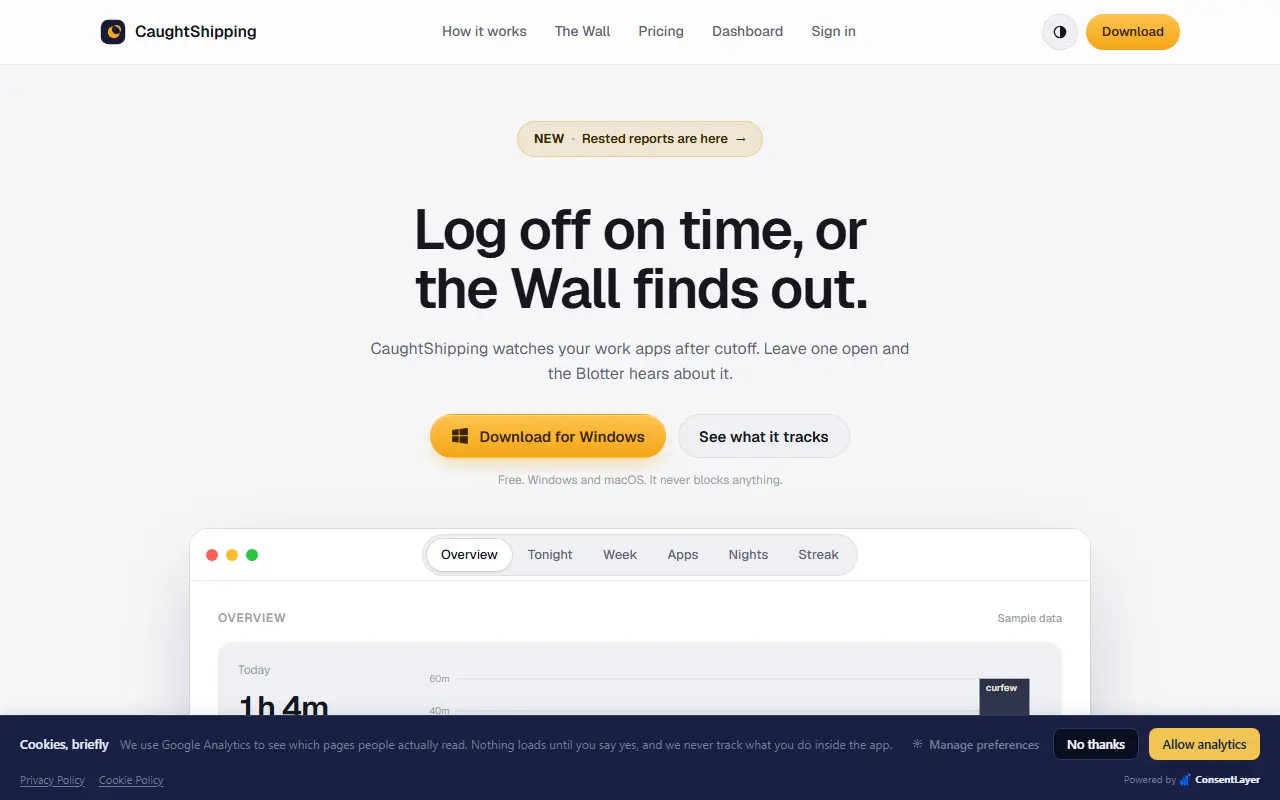 CaughtShipping homepage screenshot
