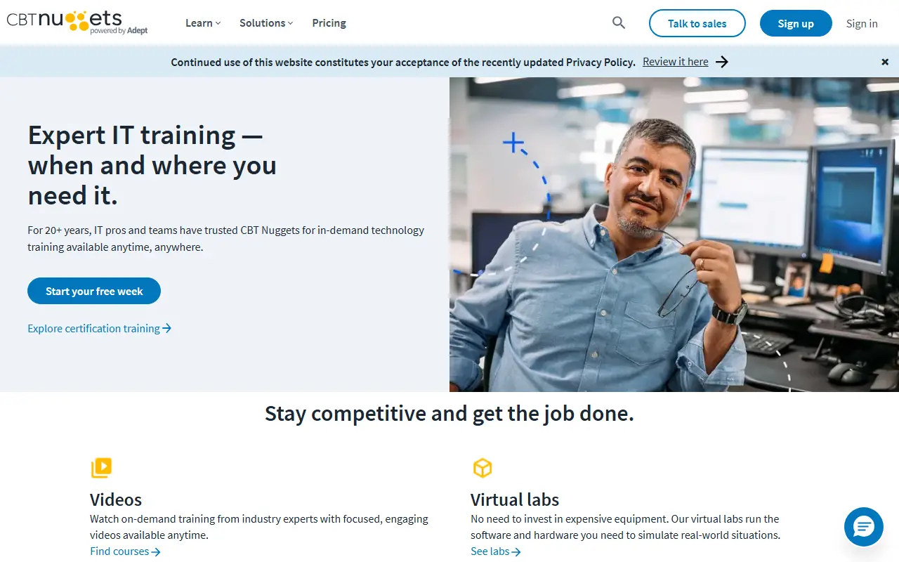 CBT Nuggets homepage screenshot