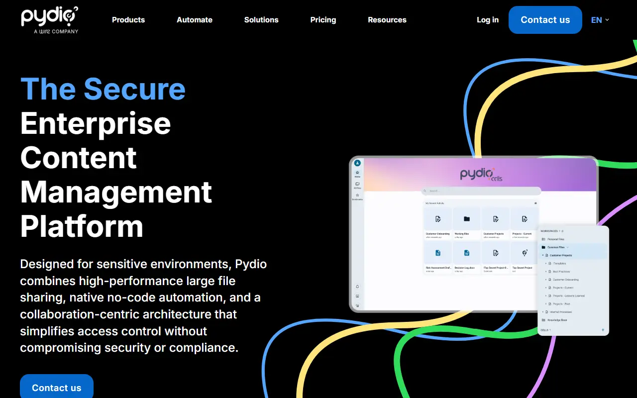 Pydio Cells homepage screenshot