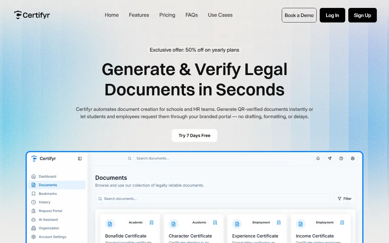 Certifyr homepage screenshot
