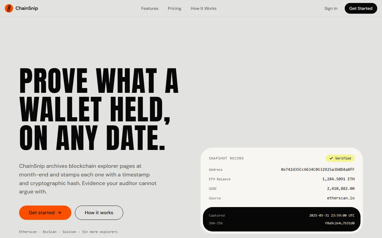ChainSnip homepage screenshot
