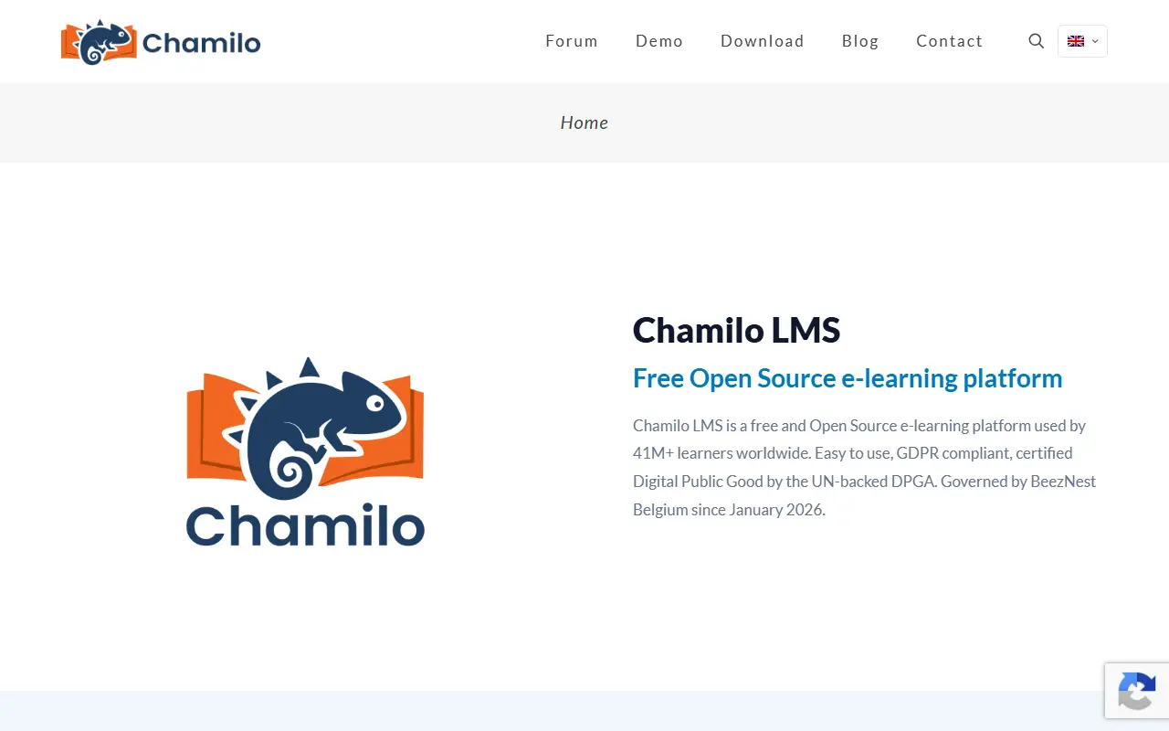 Chamilo LMS homepage screenshot