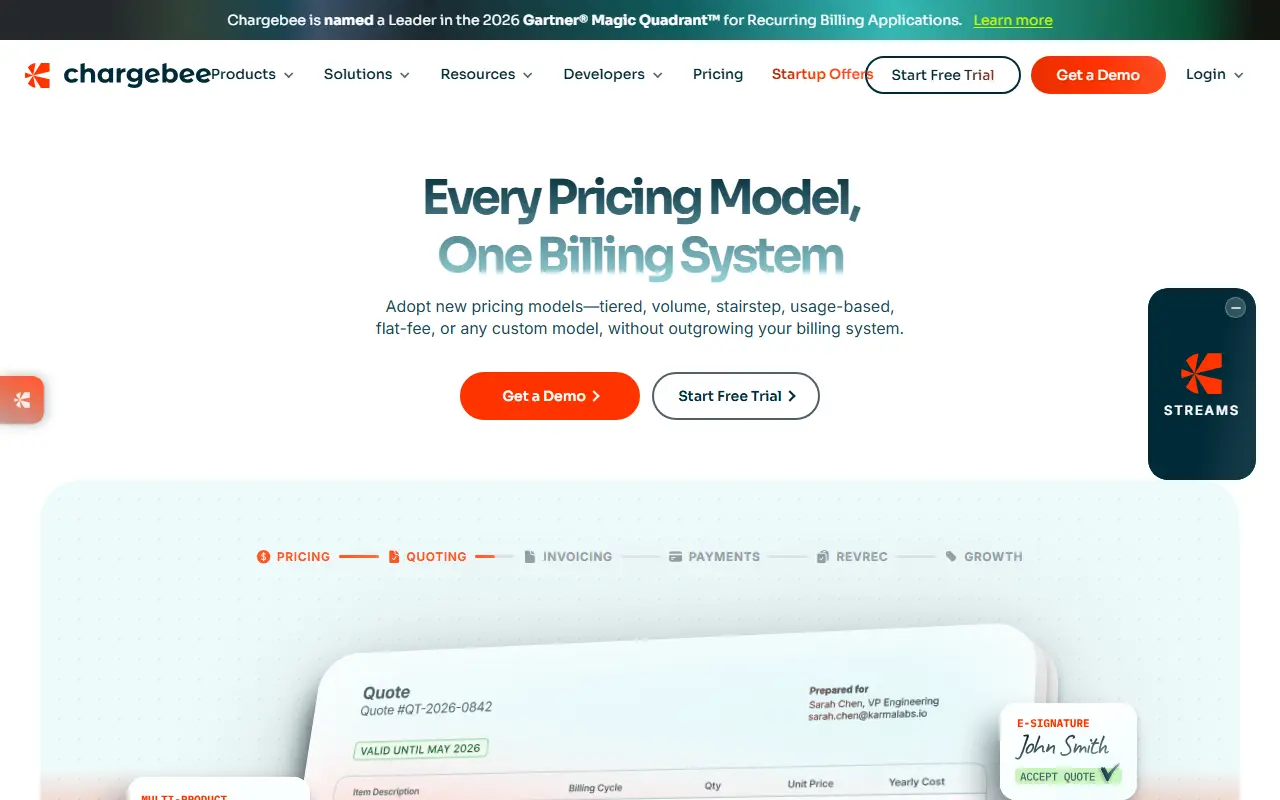 Chargebee homepage screenshot