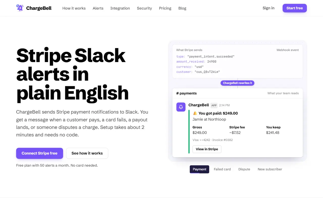 ChargeBell homepage screenshot