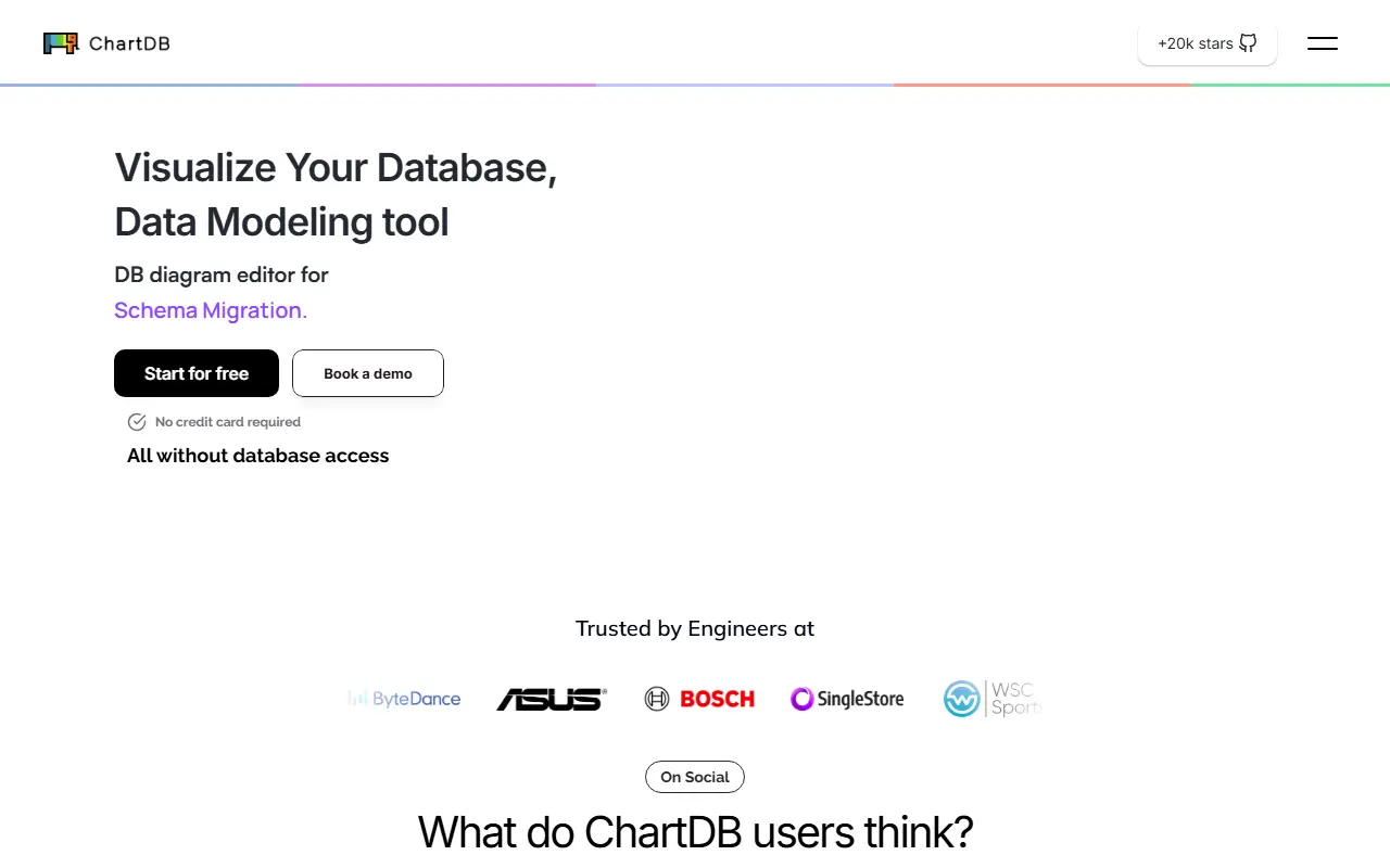ChartDB homepage screenshot