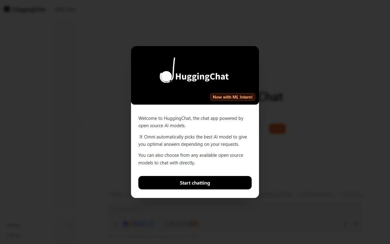 Hugging Face Chat UI homepage screenshot