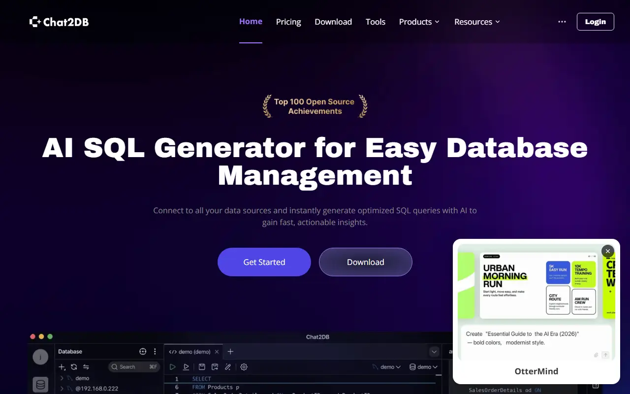 Chat2DB homepage screenshot