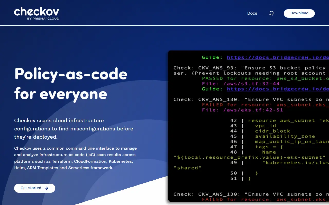 Checkov homepage screenshot
