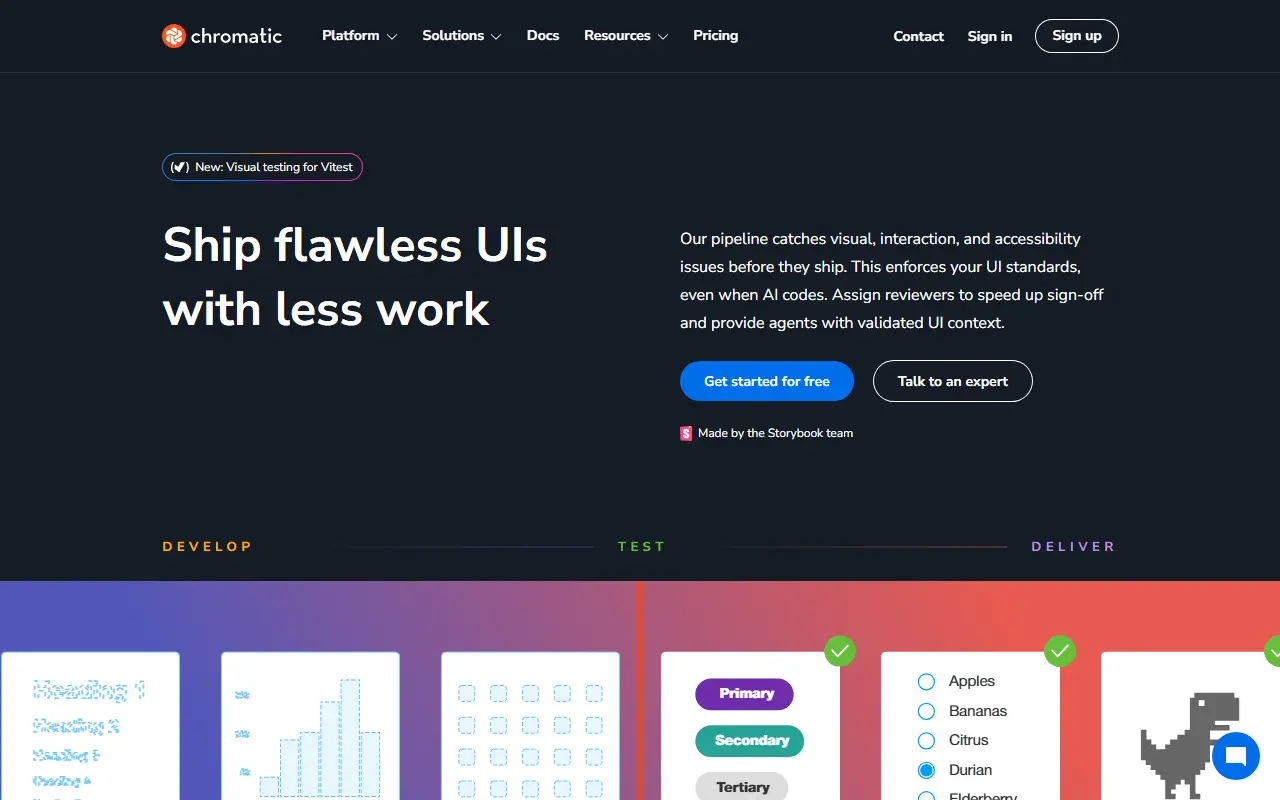 Chromatic homepage screenshot