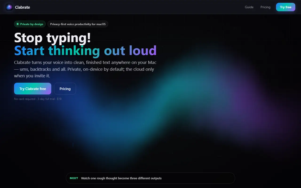 Clabrate homepage screenshot