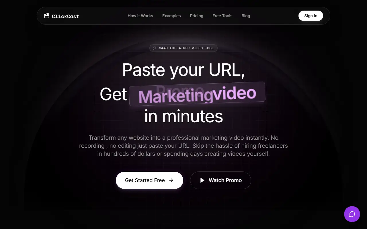 Clickcast homepage screenshot
