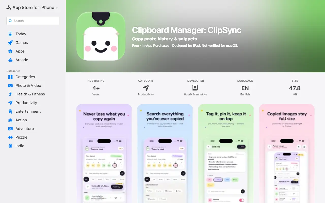 ClipSync homepage screenshot