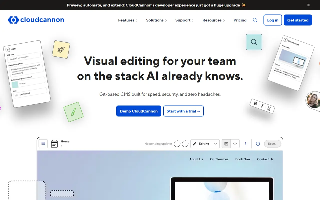 CloudCannon homepage screenshot